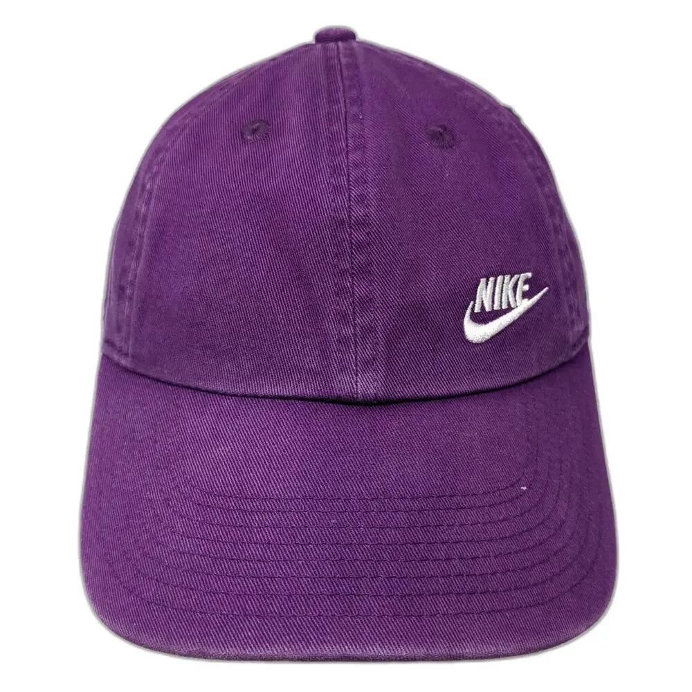 Nike Baseball Cap Purple One Size Hat Slideback Heritage86 Cotton Swoosh Logo